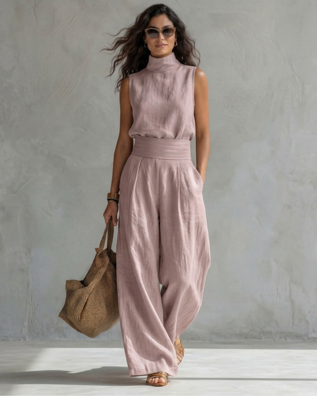 Maria Elegante Set met Wijdvallende Broek en Top