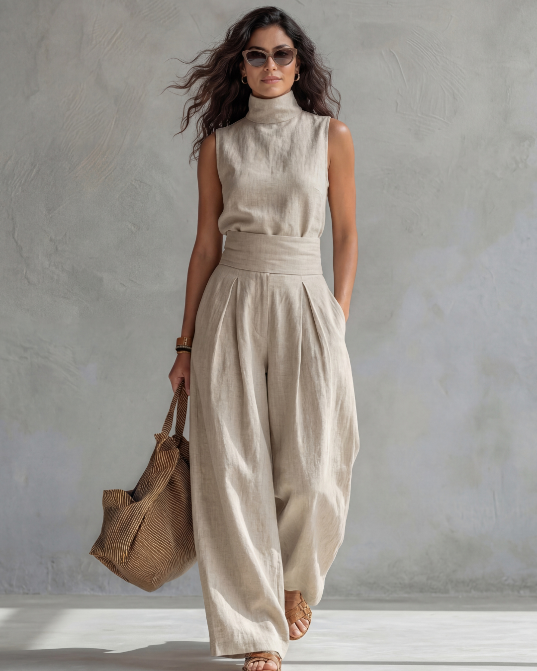 Maria Elegante Set met Wijdvallende Broek en Top