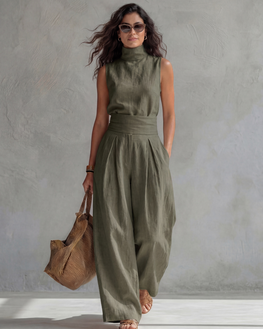 Maria Elegante Set met Wijdvallende Broek en Top