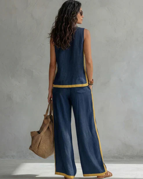Leila Tweedelige Vloeiende Set, Elegante Lichtgewicht Damesoutfit voor Elke Dag