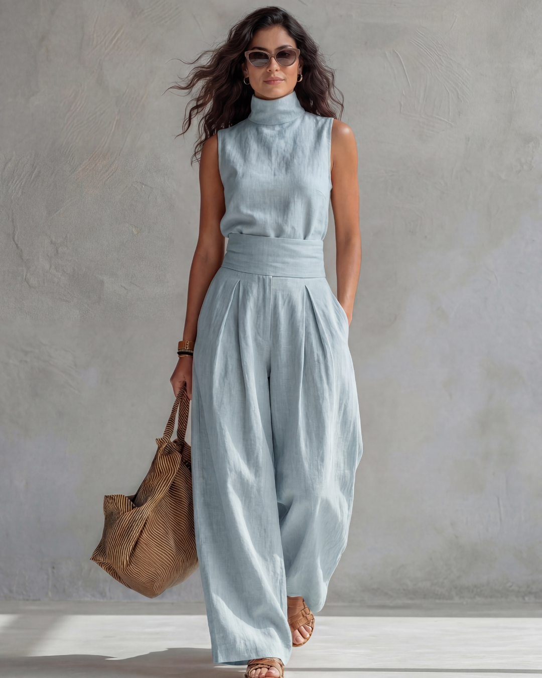 Maria Elegante Set met Wijdvallende Broek en Top
