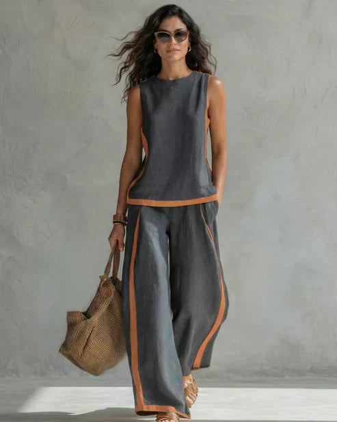 Leila Tweedelige Vloeiende Set, Elegante Lichtgewicht Damesoutfit voor Elke Dag