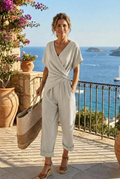 Aurelia Elegante Tweeledige Set met Stijlvolle Crossover Top