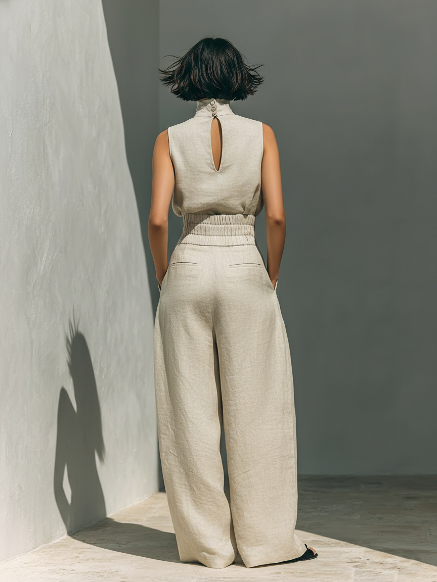 Maria Elegante Set met Wijdvallende Broek en Top