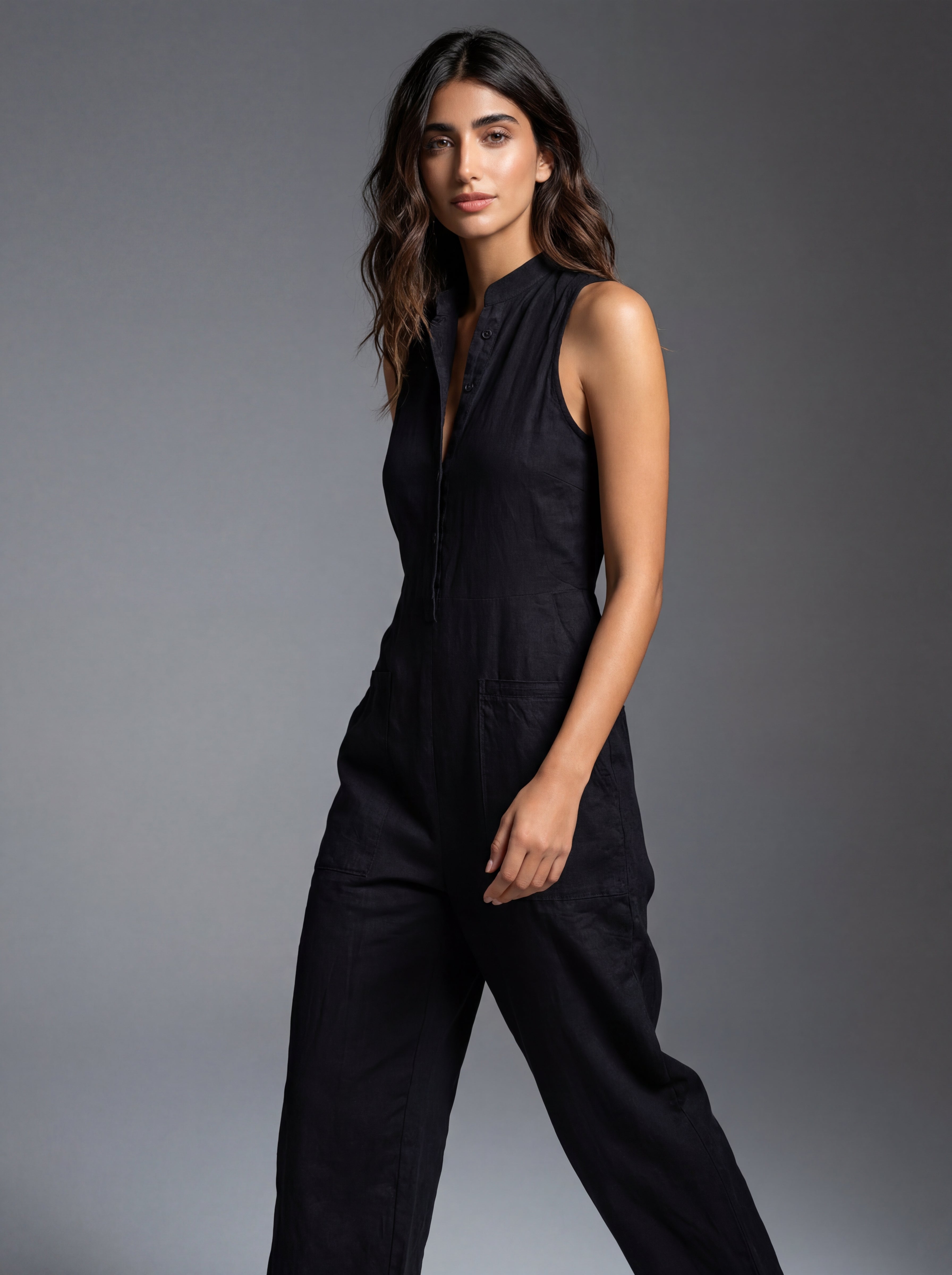 Minimalistische Mouwloze Jumpsuit van Ademende Linnenmix voor Dames