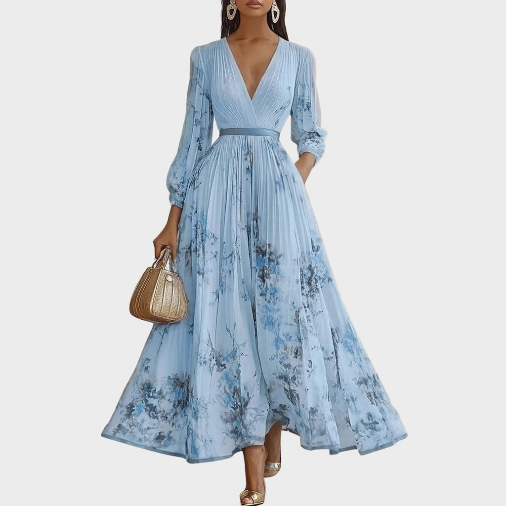 Women's Elegant Flowy Pleated Maxi Dress