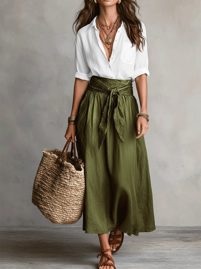 River Tweedelige Set met Blouse en Midi Rok