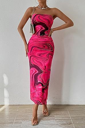 Strapless Bloemen Maxi Jurk Mouwloos Getailleerd Zomer Dames