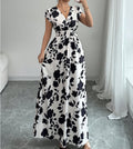 V-hals Maxi Jurk met Bloemenprint en Taille-ceintuur