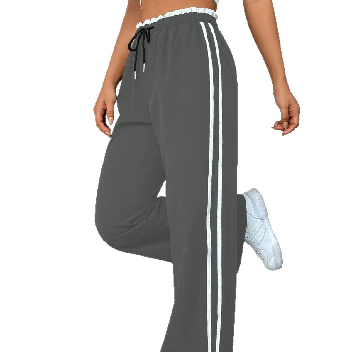 Japanse High-Waist Wide-Leg Broek Losvallende Rechte Pasvorm