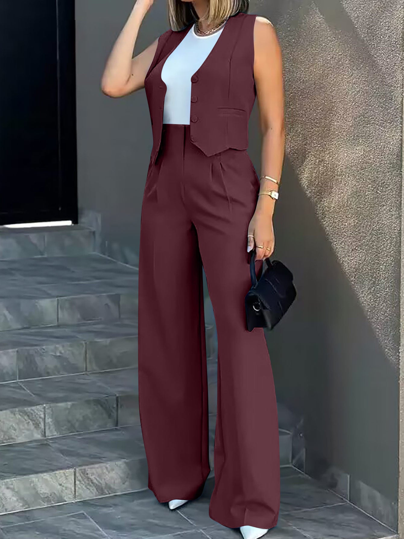 Klassiek Damespak Set met Vest, Colbert en Broek