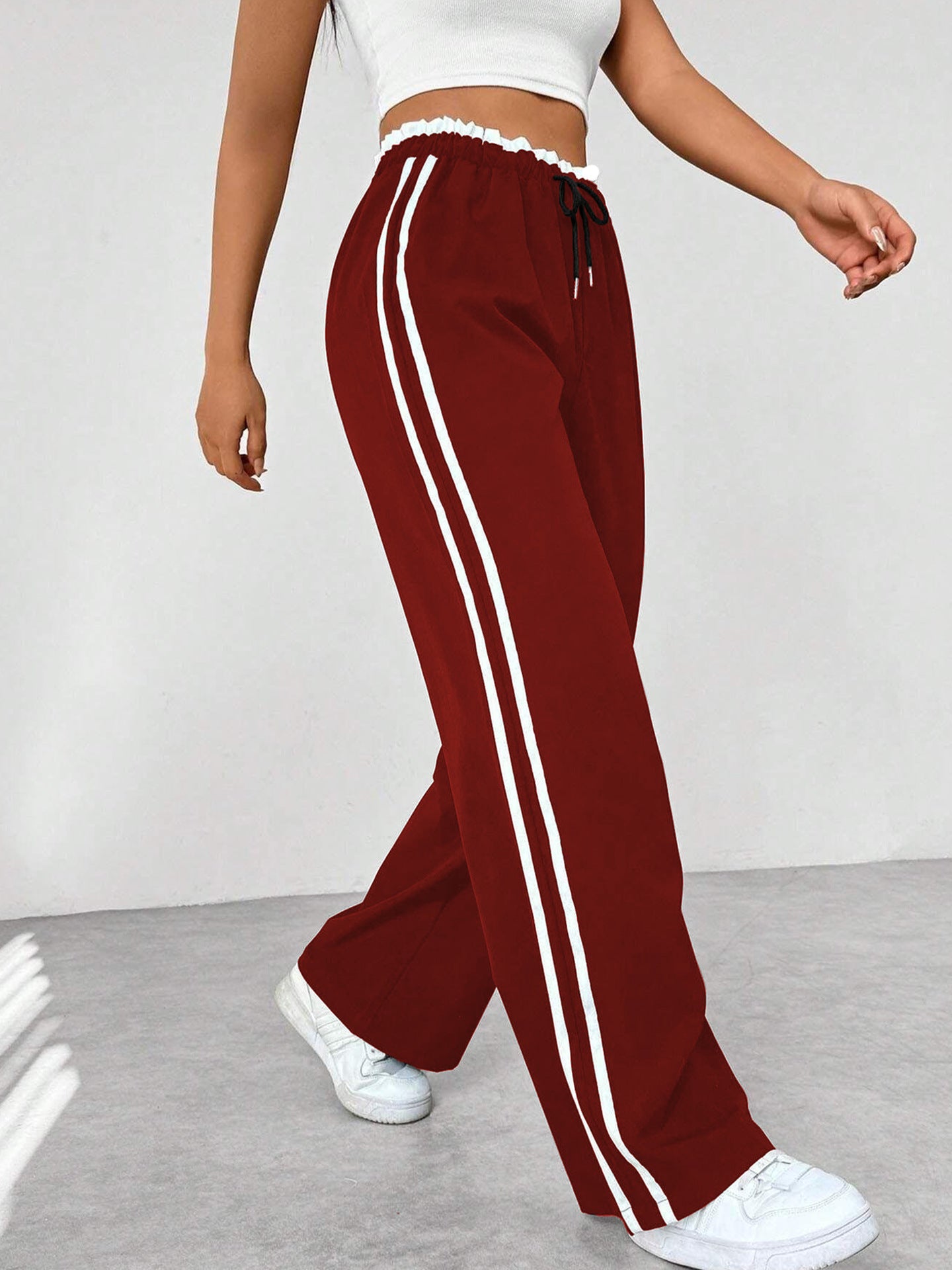 Japanse High-Waist Wide-Leg Broek Losvallende Rechte Pasvorm