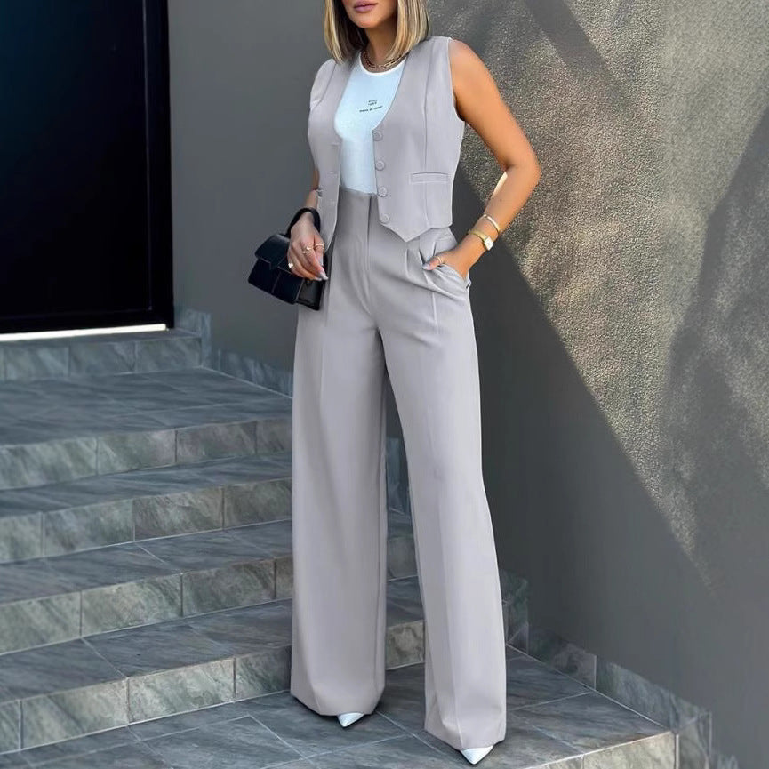 Klassiek Damespak Set met Vest, Colbert en Broek