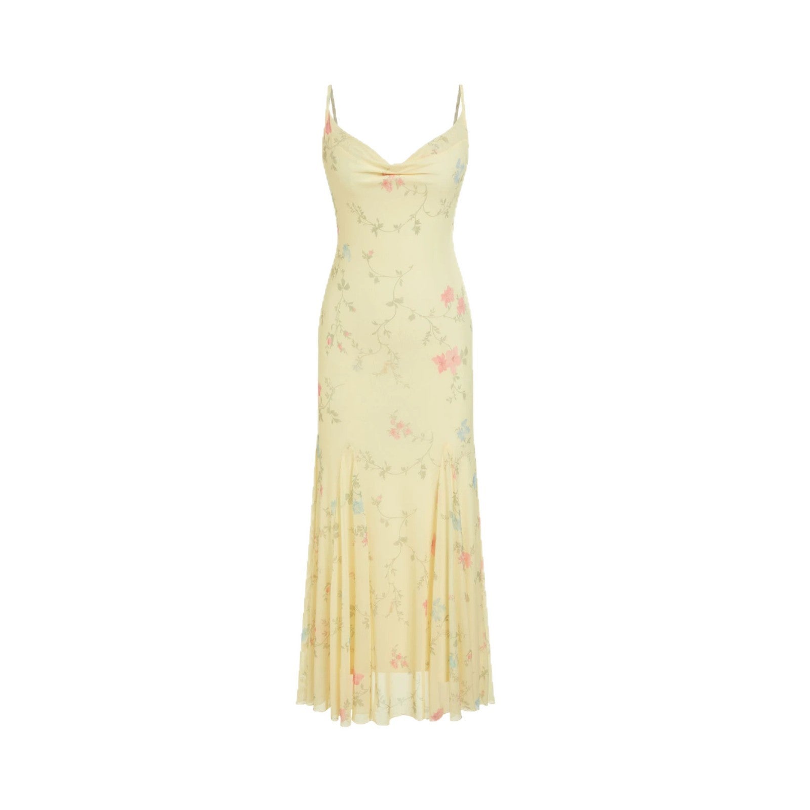 Franse Bloemen Camisole Maxi Jurk Hoge Taille Visstaart Zomer
