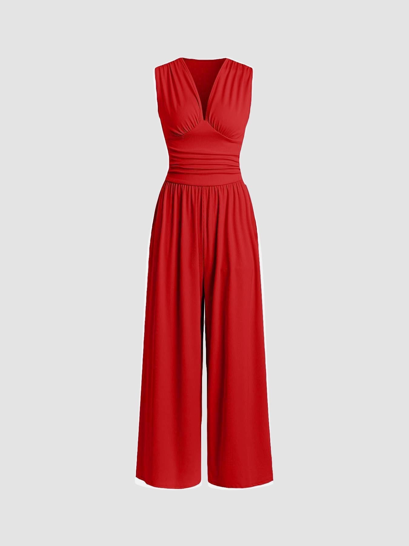 Charity Elegante Mouwloze Jumpsuit met Wijde Pijpen voor Dames