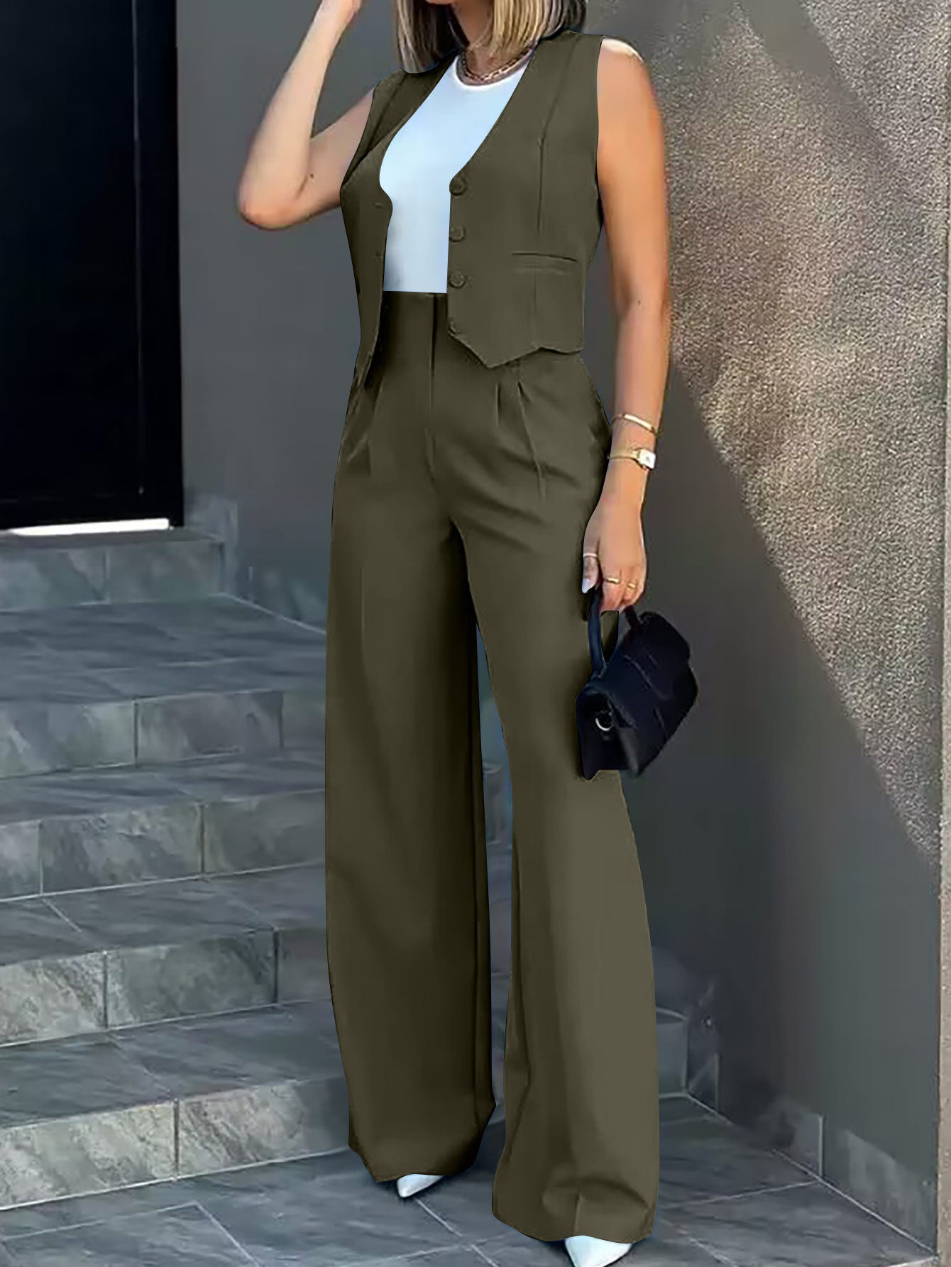 Klassiek Damespak Set met Vest, Colbert en Broek