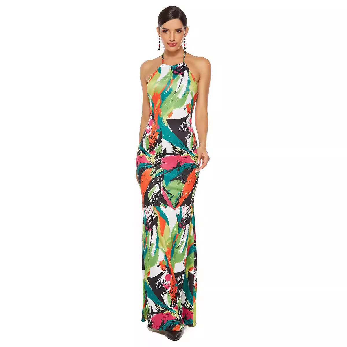Sexy Maxi-jurk met Visstaart en Geverfde Riem voor Dames
