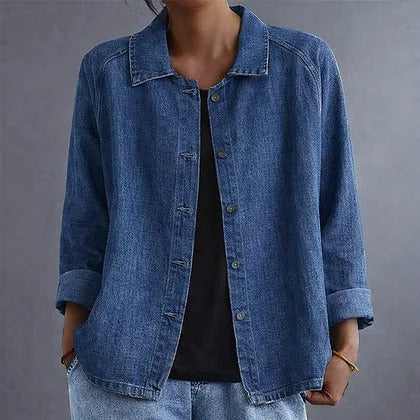 Elizabeth Klassieke Lichtgewicht Longsleeve Top in Denimblauw voor Dames