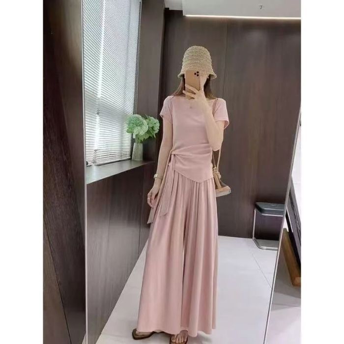 Dames Zomer Outfit Set Off-Shoulder Top En Wijde Broek