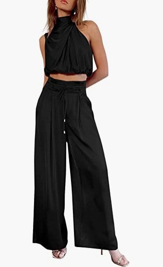 Dames 2-Delige Zomerse Vrijetijdsset Mouwloze Top en Wijdbeens Broek