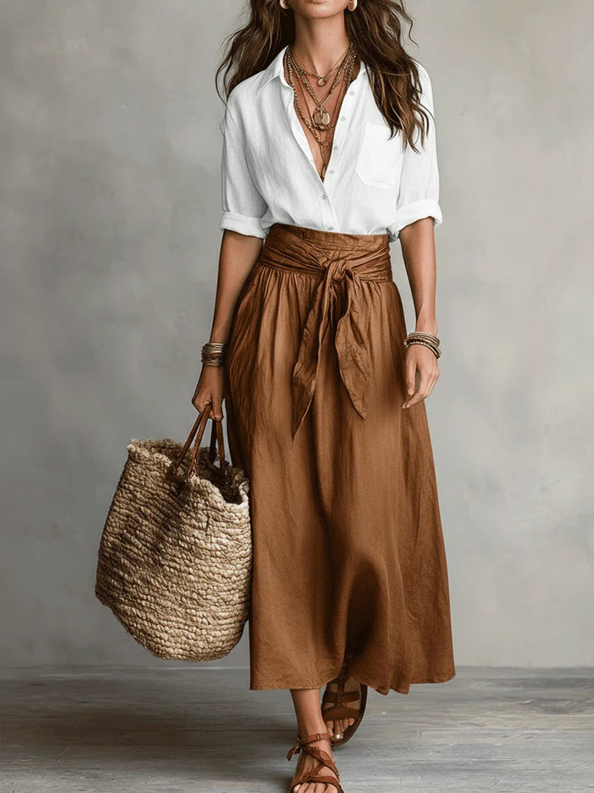 River Tweedelige Set met Blouse en Midi Rok