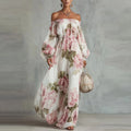 Wells & Monroe Peony Bloemrijke Maxi Jurk met Lange Mouwen