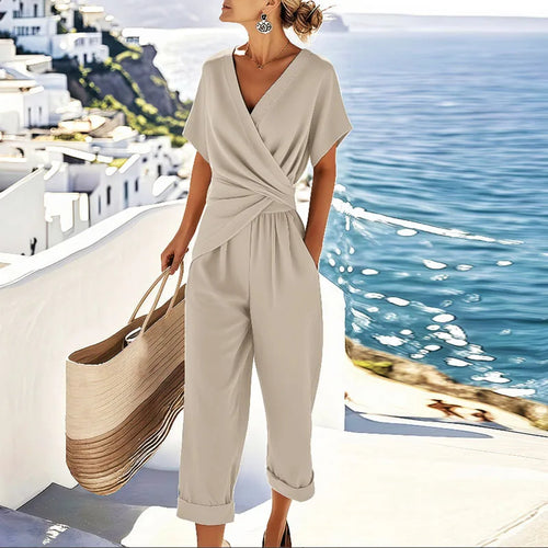 Andrea Chic Wrap Set Lichtgewicht Ademende Tweedelige Outfit Voor Dames