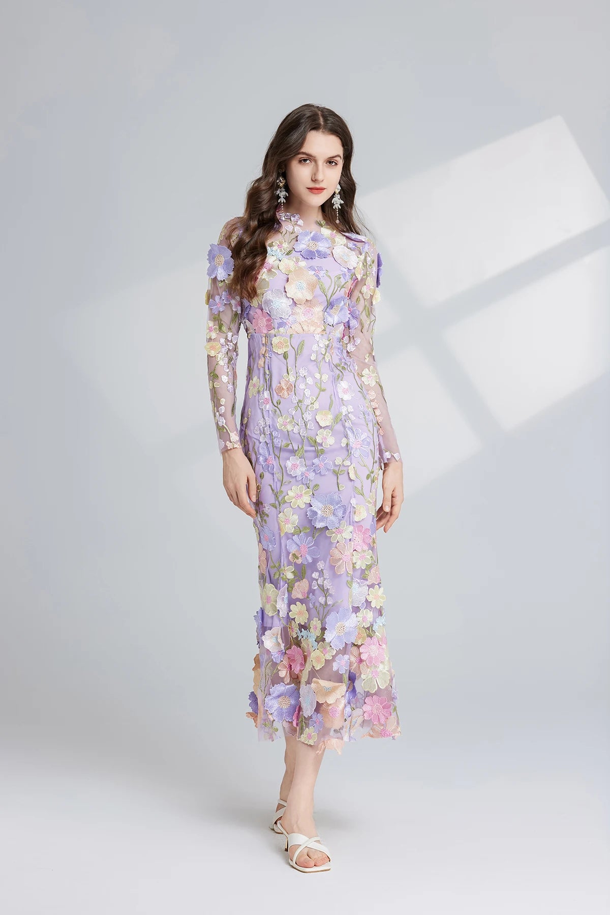 Elegante Geborduurde Fishtail Jurk met 3D Bloemen voor Dames