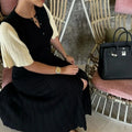 Elegant Gebreide Maxi Jurk met Plooidetails en Ruffle Zoom voor Dames