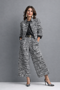 Lucia Tweedset met Cropped Jas en Wide-Leg Broek