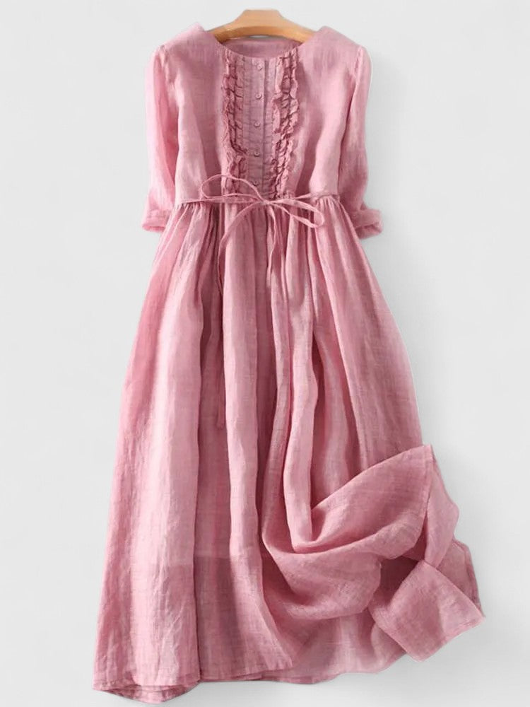 Dames Elegante Soepelvallende Lente Midi Jurk