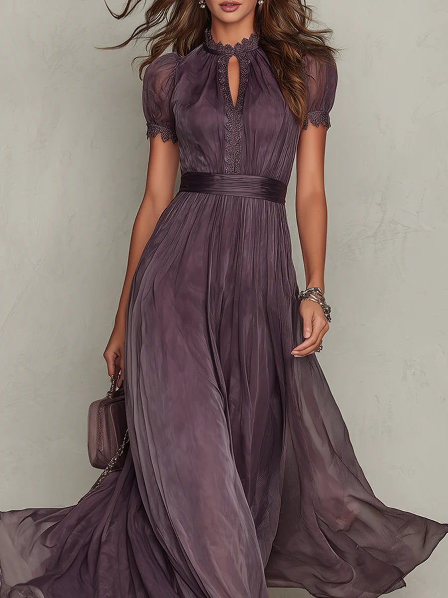 Wells & Monroe Charleston Maxi Jurk met Keyhole Halslijn en Kant