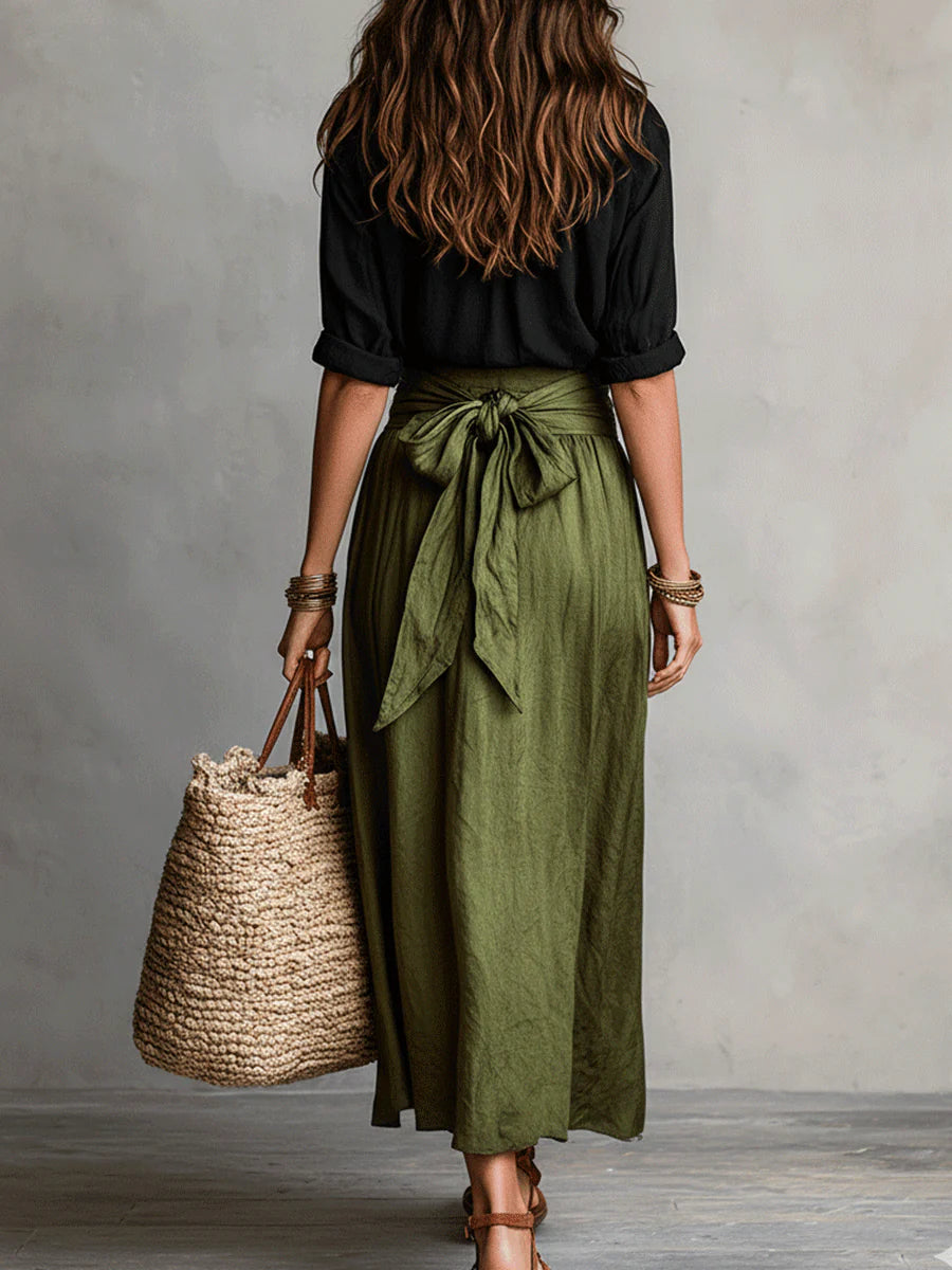 River Tweedelige Set met Blouse en Midi Rok