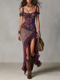 Wells & Monroe Urban Nomadic Maxi Jurk, Luipaard en Bloemenprint