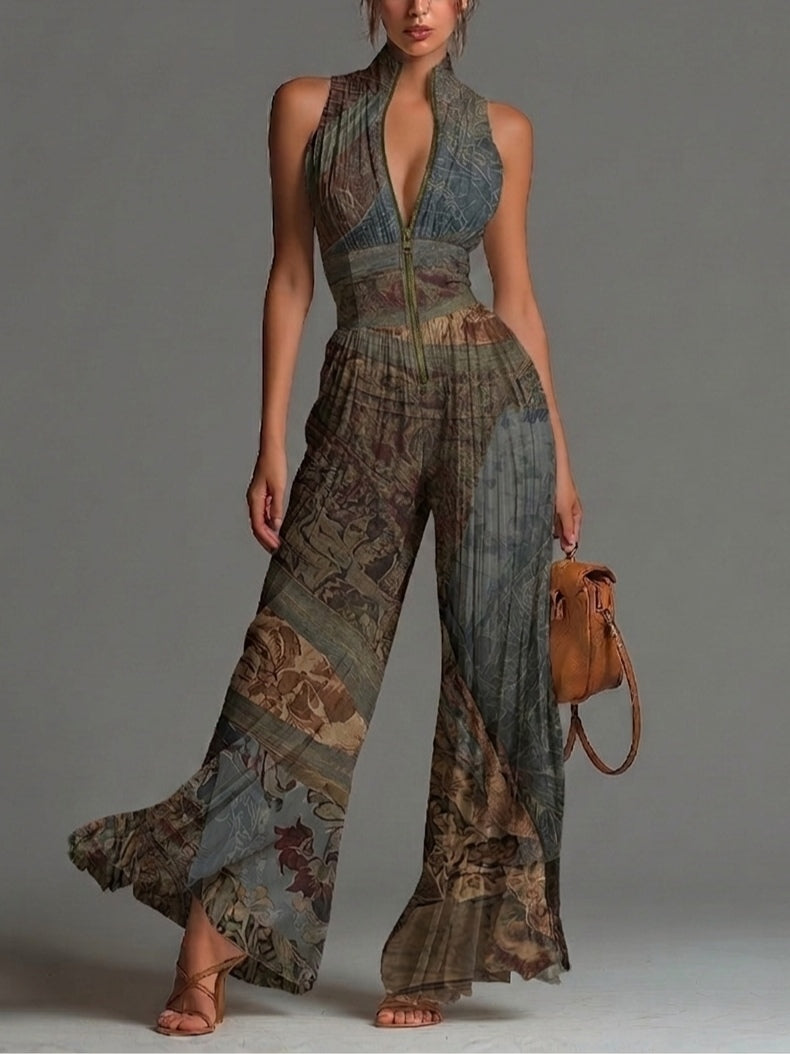 Wells & Monroe Charleston Bohemian Etnische Print Wijde Jumpsuit
