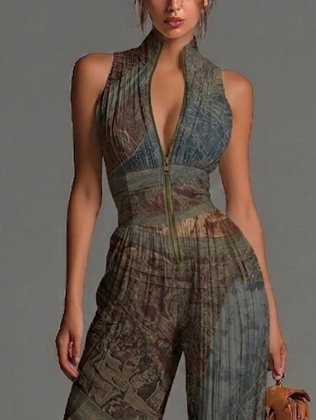Wells & Monroe Charleston Bohemian Etnische Print Wijde Jumpsuit