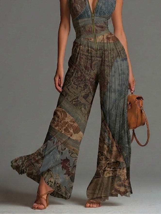 Wells & Monroe Charleston Bohemian Etnische Print Wijde Jumpsuit