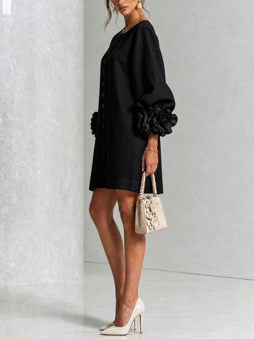 Florence Bloemen Mini-Jurk met Knoopsluiting