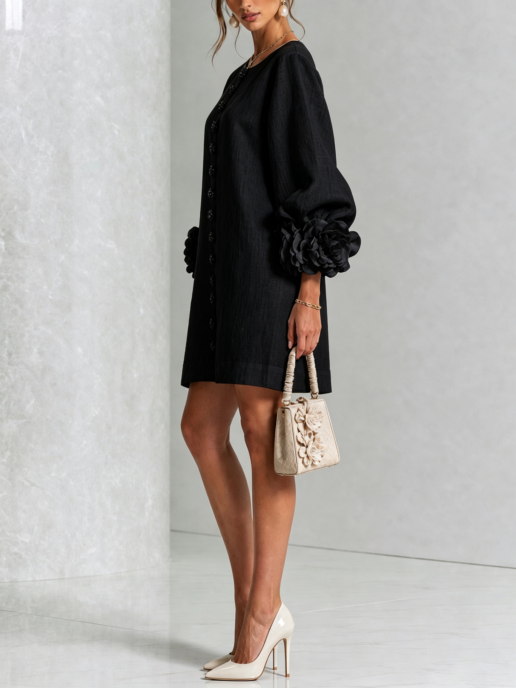 Florence Bloemen Mini-Jurk met Knoopsluiting