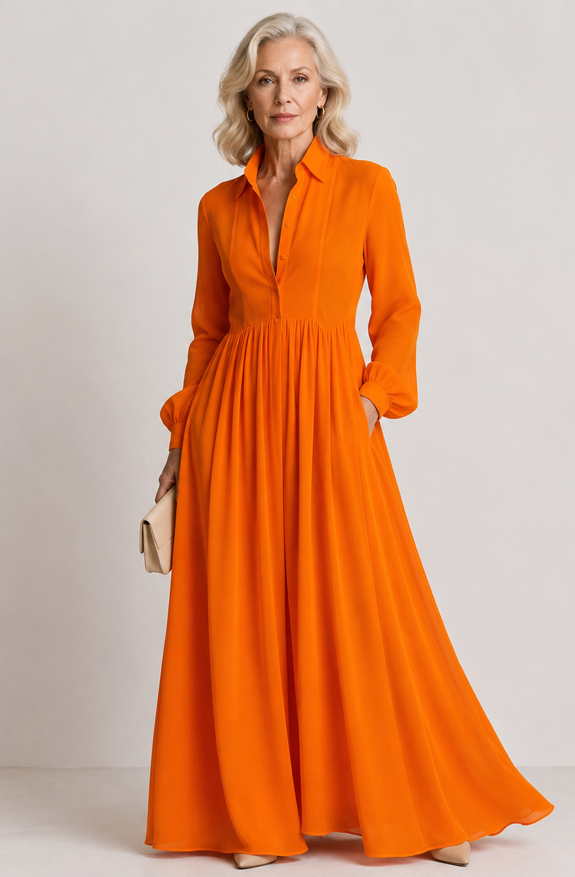 Dames Elegante Soepelvallende Maxi Jurk