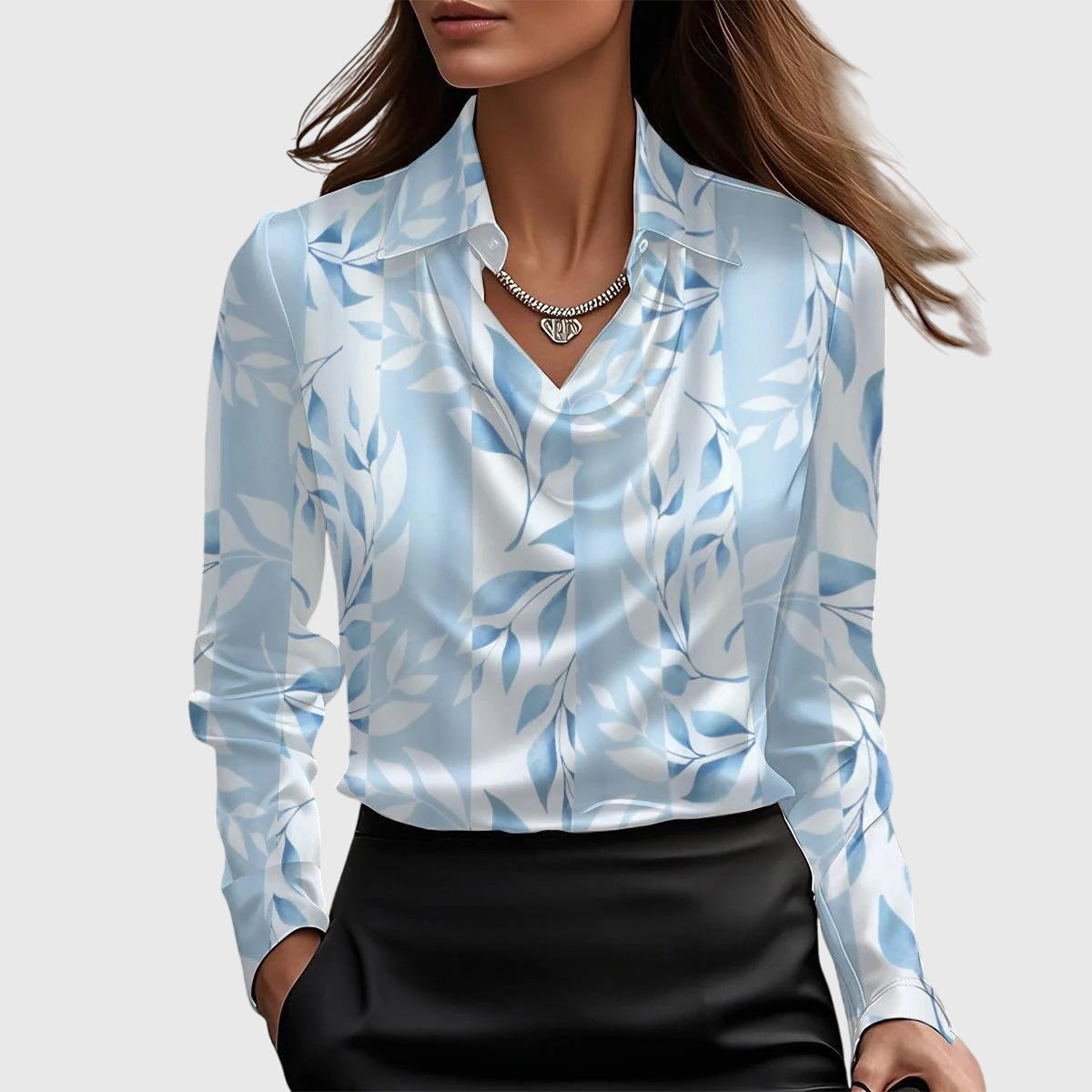 Women's Elegant Flowy Pleated Blouse