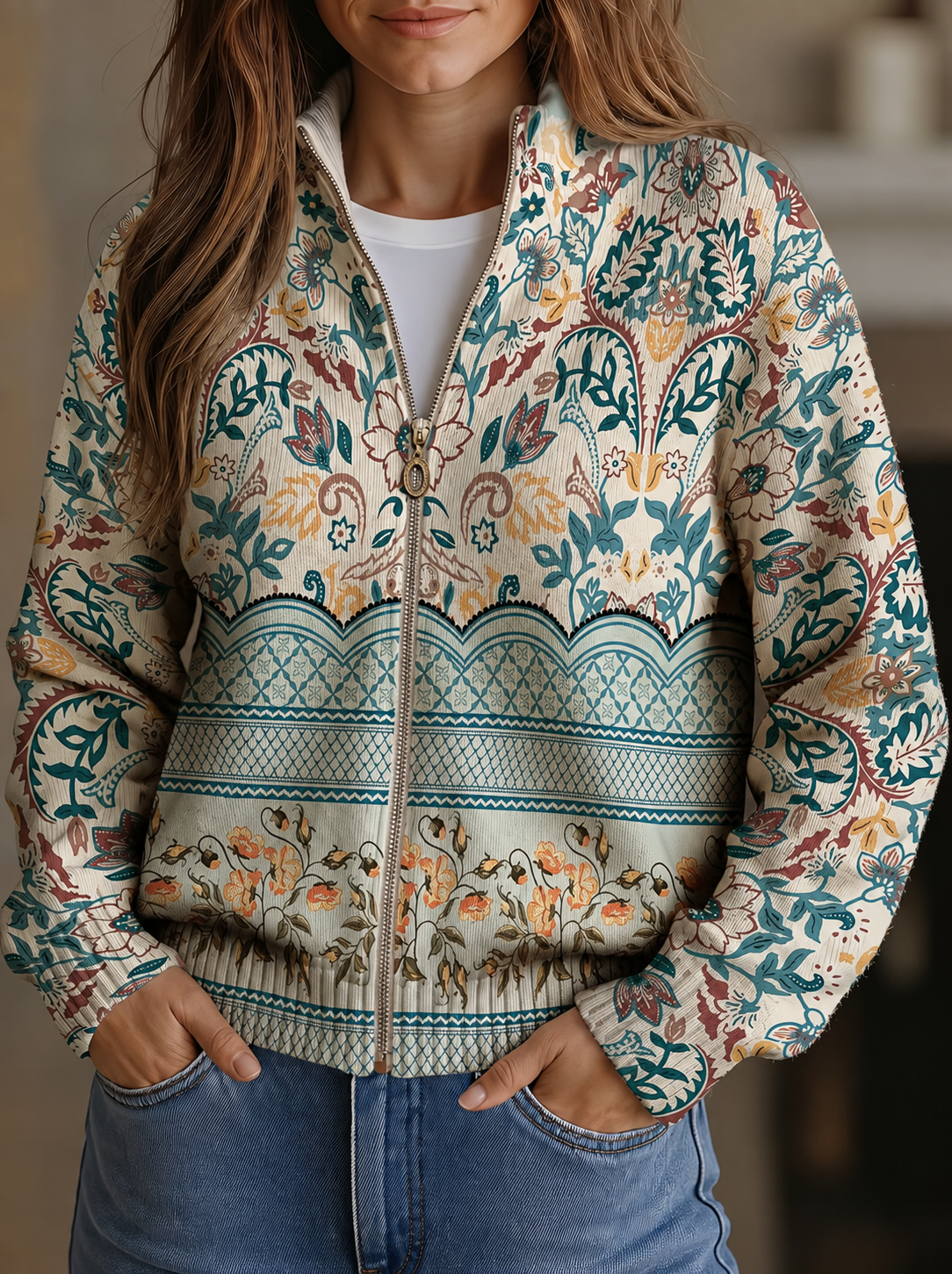 Sybilla Vintage Geborduurde Midi Jurk, Bloemenprint