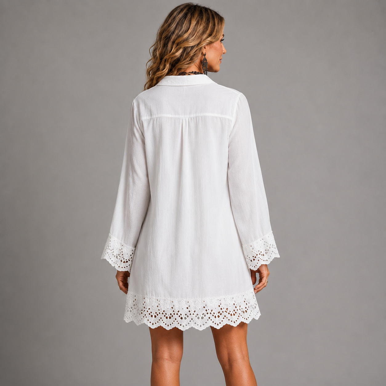 Ruth & Kate Alessia™ Mini-overhemdjurk met Bohemien Eyelet-zoom