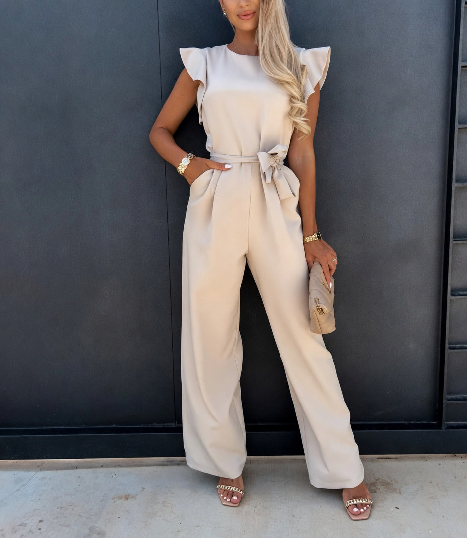 Nuria Jumpsuit met Verstelbare Tailleband en Soepele Vloeiende Pasvorm