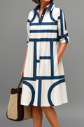 Siena Casual Midi Jurk Lichtgewicht Wit Blauw Comfortabel Design