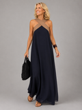 Dames Elegante Gekruiste V-Hals Maxi Jurk