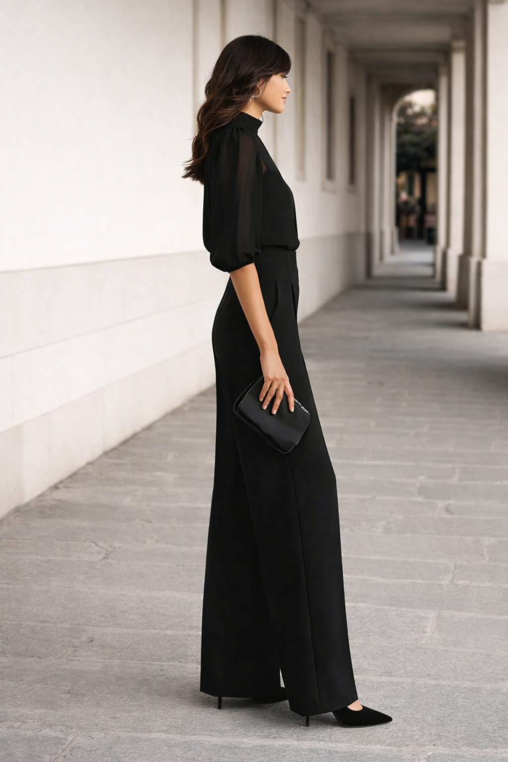 Valentina 3-delige Set van Chiffon, Zwart