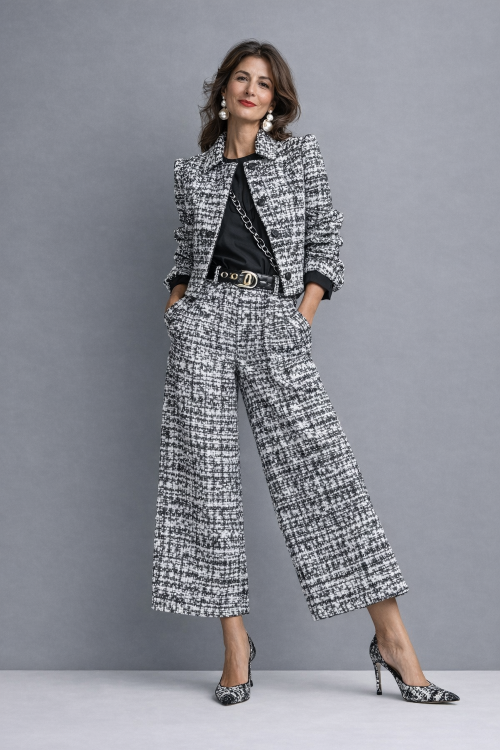 Lucía Tweed Tweedelig Pak met Cropped Jasje