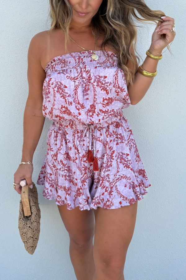 Soul Ties Tube Top Romper Pink Multi Sleeveless Design