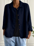 Klassieke Lichtgewicht Top met Lange Mouwen voor Dames, Marineblauw